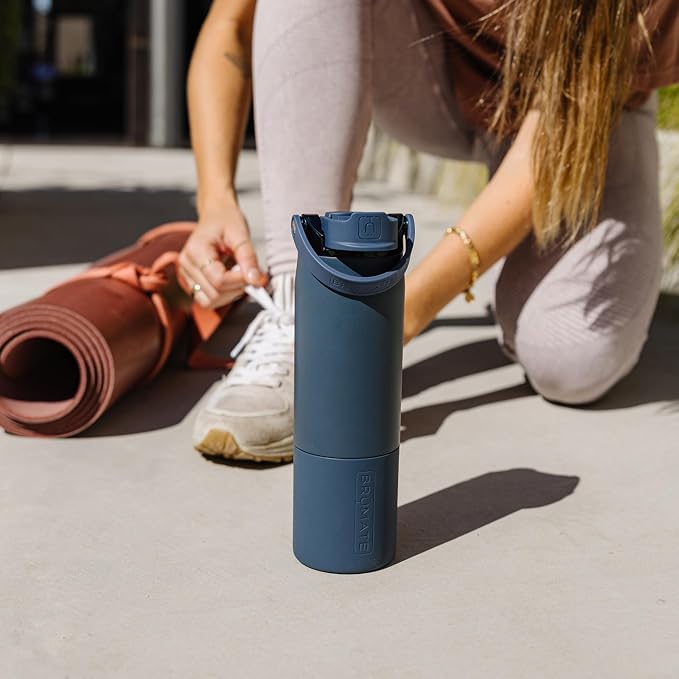 BrüMate Rise 25oz Water Bottle With 100% Leakproof Covered Silicone Straw | Insulated Stainless Steel Water Bottle | Cup-Holder Friendly | Fast Flow | Soft Sip Silicone Spout | BPA-Free (Onyx Leopard)