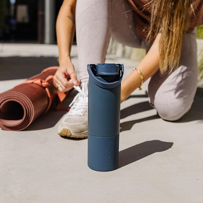 BrüMate Rise 25oz Water Bottle With 100% Leakproof Covered Silicone Straw | Insulated Stainless Steel Water Bottle | Cup-Holder Friendly | Fast Flow | Soft Sip Silicone Spout | BPA-Free (Blue Agave)