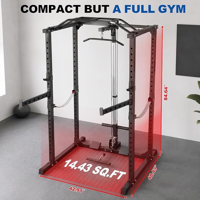 HulkFit Multifunction Heavy-Duty Power Cage Squat Rack, Home Gym,Multiple Sizes and Colors Available