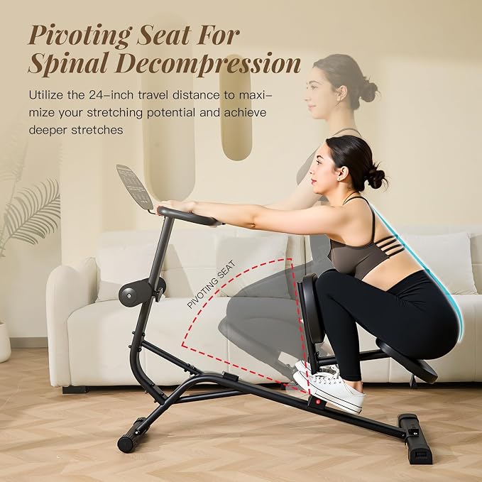 Full Body Stretching Bench, Seated Posture Back Traction Device for Lower Back Pain Relief, Spinal Traction, Sitting Stretching Tool for Home Gym and Office