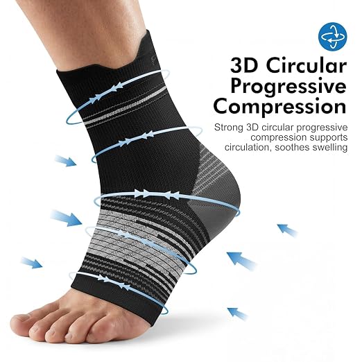 PAPLUS 6 Pairs Compression Socks with Arch Support for Plantar Fasciitis | Ankle Brace for Achilles Tendonitis, Heel Pain, Arthritis, Plantar Fasciitis Relief, Foot Compression Sleeve for Women, Men