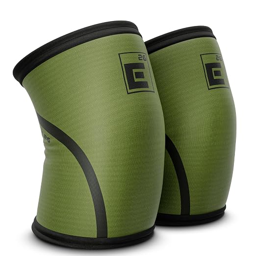 Element 26 Knee Sleeves for Weight Lifting with Gym Bag (L, OD Green) | 6mm Neoprene Support for Powerlifting, CrossFitting, Squats, Deadlifts, 7mm Compression, Non-Slip, Men & Women, Sold As Pair