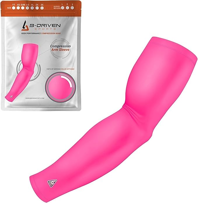 Pro-Fit Compression Arm Sleeve for Men, Women & Youth, Volleyball Baseball Basketball Weightlifting - Single