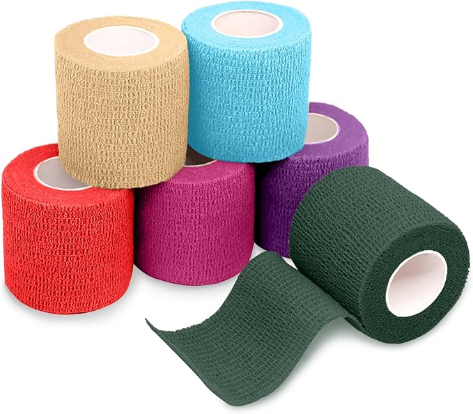 FriCARE Self Adhesive Bandage Wrap, Medical Tape in First Aid Kit | Elastic Cohesive Bandages for Sports/Vet/Wrist Ankle Wounds, 2 Inches X 5 Yards, Latex-free 6 Rolls, Lagoon Breeze