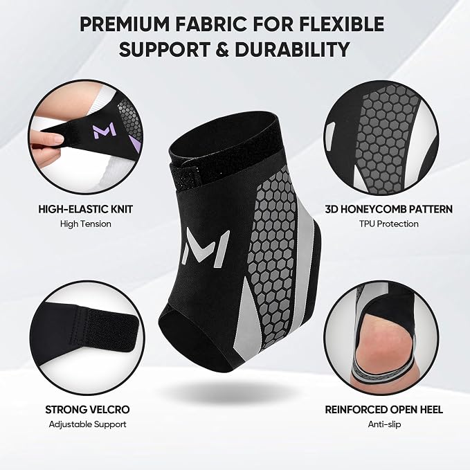 2 Pack Ankle Brace Compression Support for Men Women, Adjustable Lace-Up Ankle Stabilizer with Straps, Breathable Support for Running, Basketball, Gym, Sprained Ankle & Daily Use (Gray)