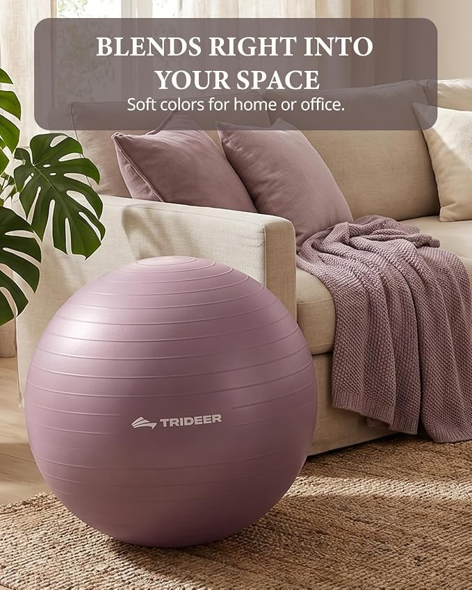 Trideer Exercise Ball, Stability Yoga Ball for Physical Therapy, Active Sitting, Pregnancy & Birth Labor Prep, Core Strength, Balance Training, Posture Improvement and Daily Stretching, 55/65/75cm