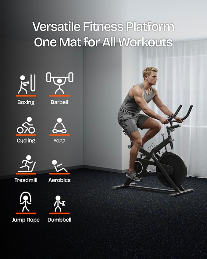 0.6" Thick 96 Sq Ft Rubber Top Gym Flooring Mats for Home Gym | Dual-layer Rubber & HD EVA, NO Warping, 24 Tiles, Supports Heavy Weight, Noise Reduction, Ideal For Crossfit & Dumbbells
