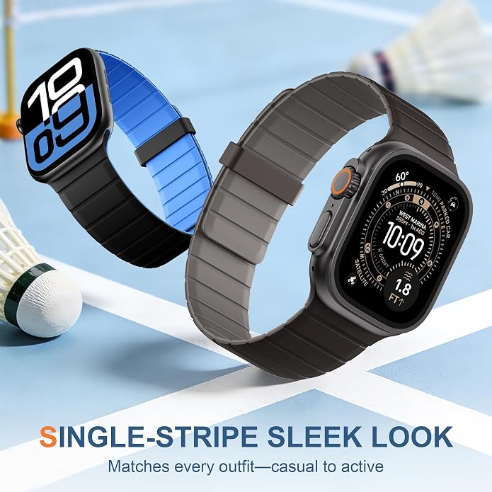 SNBLK Magnetic Band Compatible with Apple Watch Bands for Men 44mm 45mm 46mm 49mm 42mm 41mm 40mm 38mm Women, Secure Silicone Sport Loop Magnet Strap for iWatch Ultra 3 2 1 SE Series 11 10 9 8 7 6 5 4
