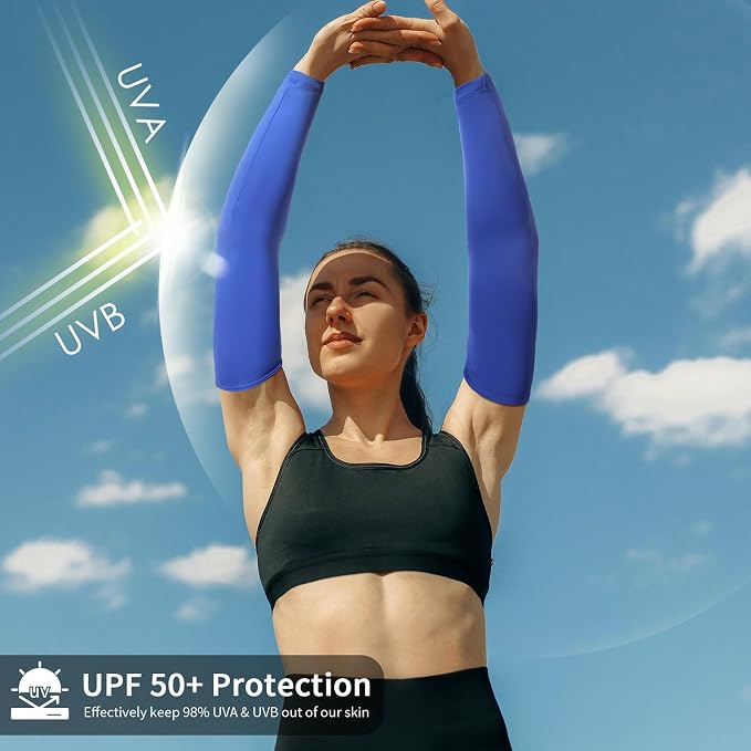 Achiou Volleyball Arm Sleeves for Women, Cooling Ice Silk Sun Sleeves Youth | Summer Ice Silk Compression Sleeves, UPF 50+ UV Protection, Perfect for Teen Girls & Women Outdoor Sports, Anti-slip Silicone