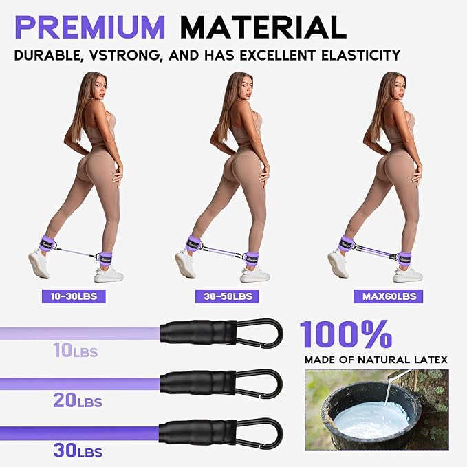 HPYGN Ankle Resistance Bands, Ankle Bands for Working Out with Cuffs, Resistance Bands for Leg Butt Training Workout Equipment for Kickbacks Hip Gluteus Training, Ankle Strap with Exercise Bands