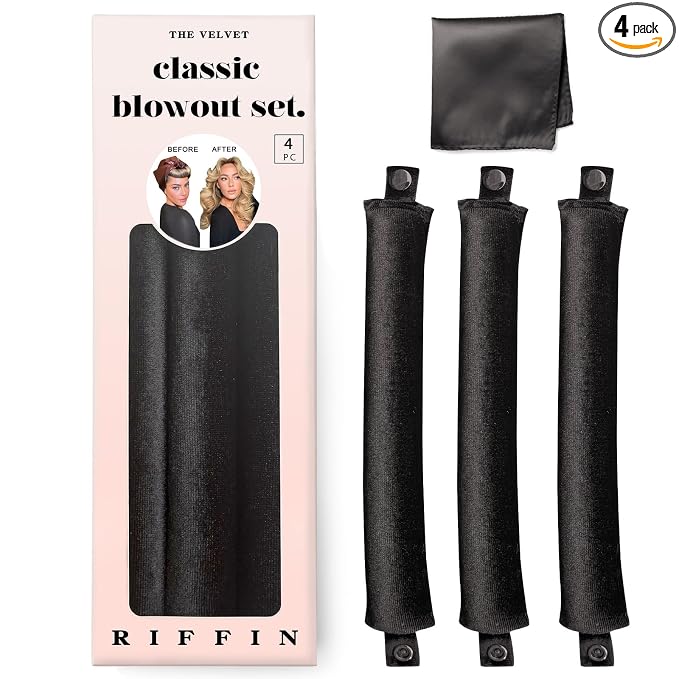Classic Heatless Curls Overnight Rods No Heat Hair Curlers to Sleep Jumbo Foam Large Hair Rollers for Medium Long Hair Blowout Look, Heatless Flexible Curling Rod Set with Satin Wrap for Sleeping