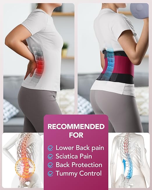 0.5mm Ultra Thin Back Brace for All Day Comfort, Wear under Clothes | Slim Fit, Invisible Back Support, Seamless Design, Removable Lumbar Pad, Adjustable Compression, Lower Back Pain Relief