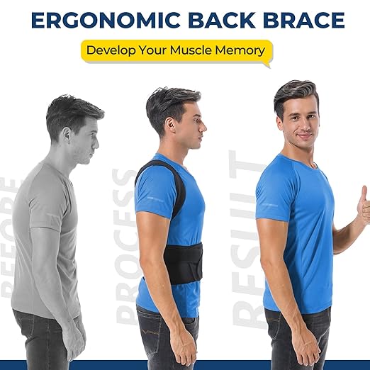 DIANMEI Back Brace Posture Corrector for Women and Men, Back Braces for Upper and Lower Back Pain Relief, Adjustable and Fully Back Support Improve Posture and Lumbar Support(M, 30"-35.5" Waist)