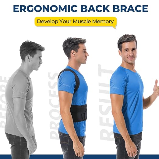 DIANMEI Back Brace Posture Corrector for Women and Men, Back Braces for Upper and Lower Back Pain Relief, Adjustable and Fully Back Support Improve Posture and Lumbar Support(XL, 39.5"-43" Waist)