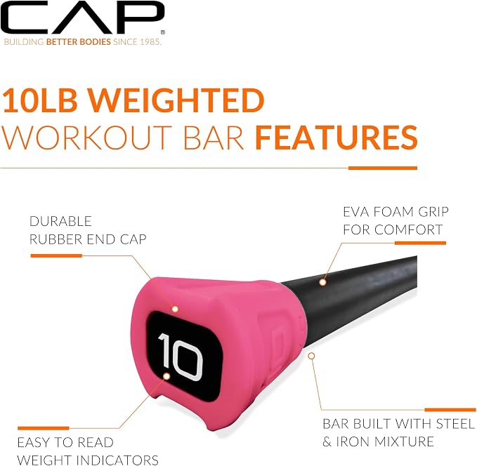 CAP Barbell Weighted Workout Bar | 5-20 lb | Multiple Options