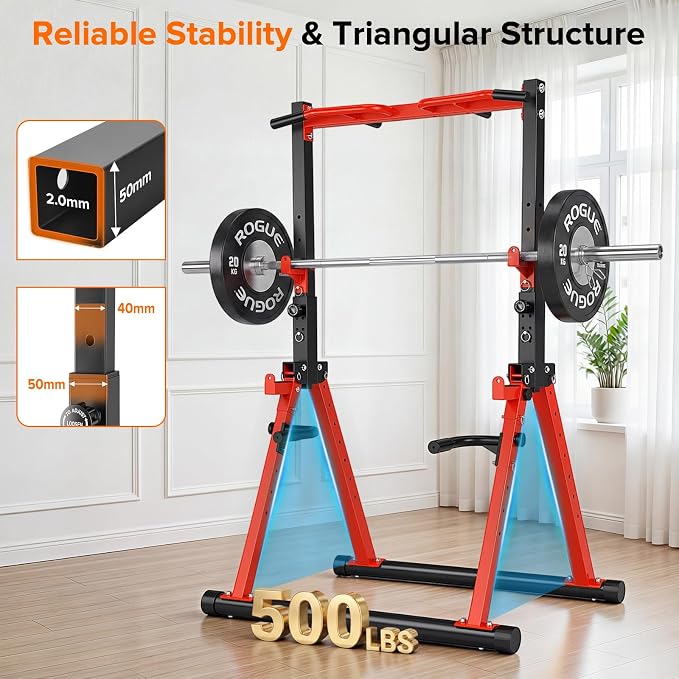 Foldable Power Tower Pull Up Bar Station, Adjustable Height | Portable Free Standing,700lbs Load Max, Adjustable Height fits Man,Woman,Power Tower Pull Up Dip Station, Multi Grips