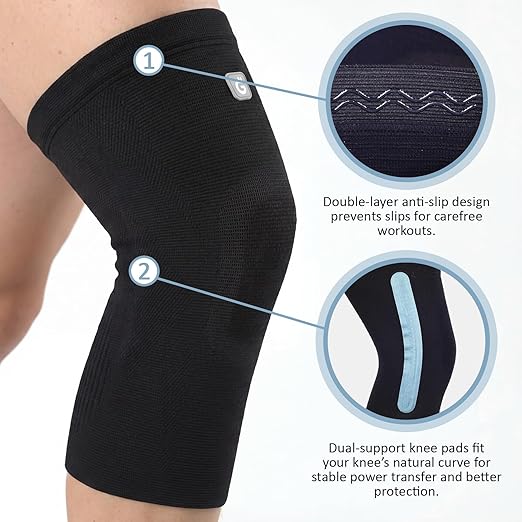 GOOGAH Knee Brace for Women Men - Knee Compression Sleeve for Knee Pain Relief, Arthritis, Meniscus Tear, ACL & MCL Support (2 Pack)