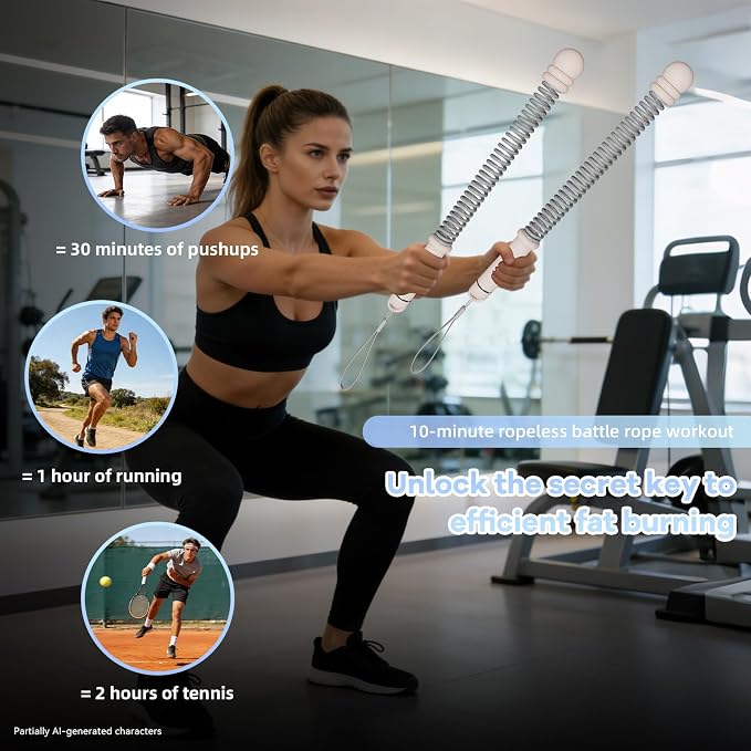 Cordless Battle Ropes with Adjustable Resistance Springs