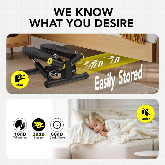 ZIWWVY- Mini Twist Stepper, Stepper Machine with 330LBS Weight Capacity, Mini Stepper for Full Body Workout, Adjustable Step Height, Smooth and Quiet, Step Machine for Men Women