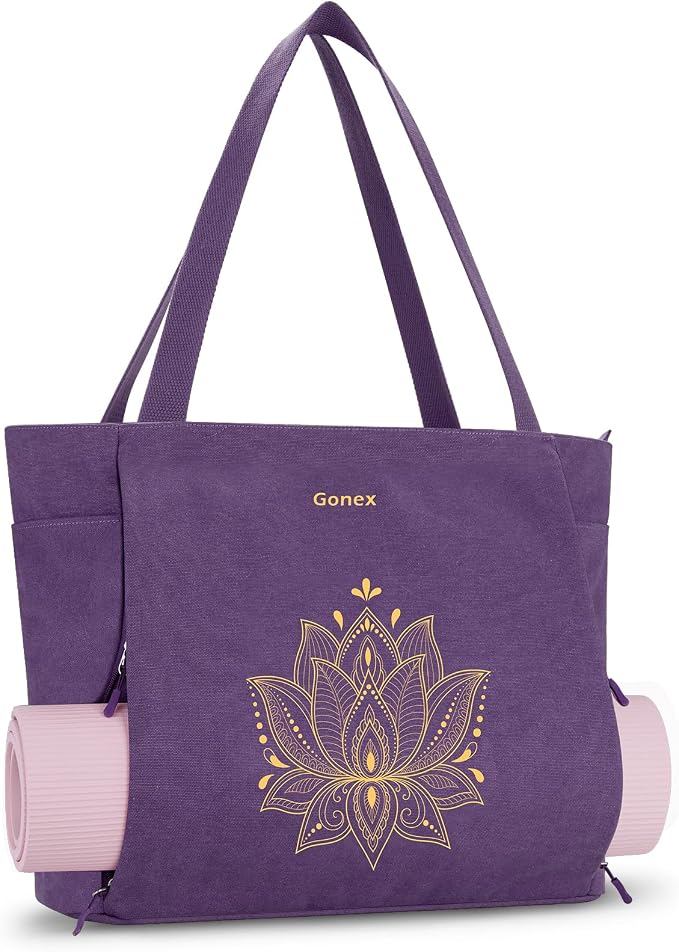 Gonex Yoga Mat Bag with Zipper Mat Carrier Canvas Gym Tote | Durable Canvas, Zipper Closures Prevent Slipping, Quick Access, Bottle Holder, Fits Yoga Blocks, Gym & Travel Use