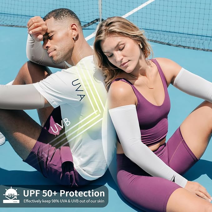 Achiou Volleyball Arm Sleeves for Women, Cooling Ice Silk Sun Sleeves Youth | Summer Ice Silk Compression Sleeves, UPF 50+ UV Protection, Perfect for Teen Girls & Women Outdoor Sports, Anti-slip Silicone