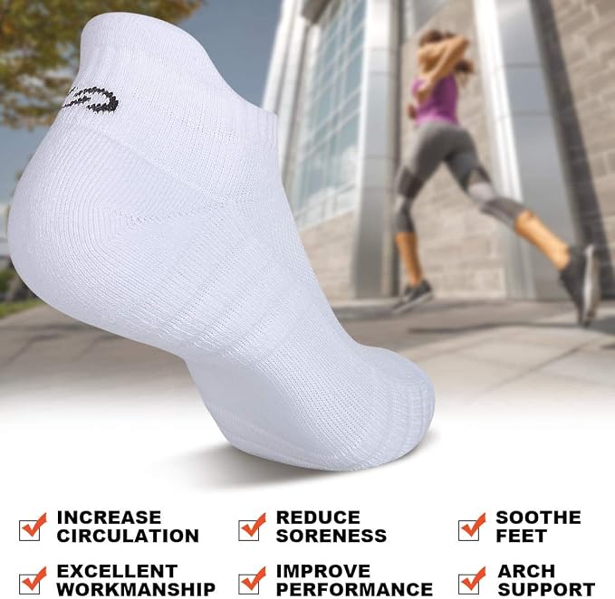 Lapulas Athletic Running Ankle Socks, Low Cut Cushioned Anti-Blister Tab Sports Socks Men Women 6Pairs