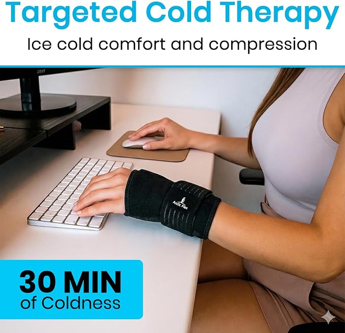 Arctic Flex Wrist & Thumb Ice Pack Wrap - Extra Strength Hot & Cold Therapy | Reusable Hand Freeze Sleeve - for Arthritis, Carpal Tunnel, Surgery, & Pain Relief (Fits Left & Right)