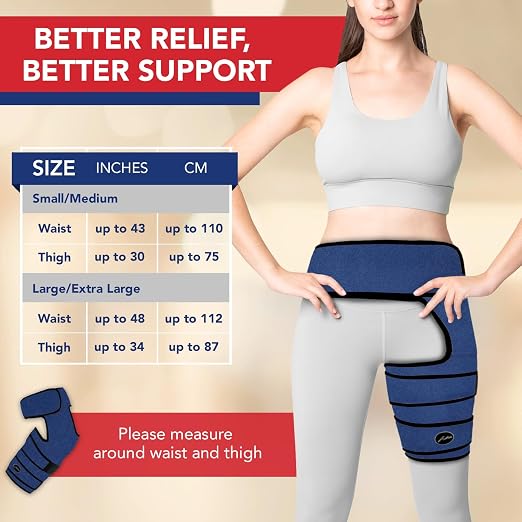 Dr. Arthritis Hip Brace, Adjustable Sciatic Nerve Brace & Stabilizer for Pulled Muscles & Injury Recovery, Hamstring Compression Sleeve Support, Sciatica Pain Relief Devices for Men & Women (L/XL, Navy)