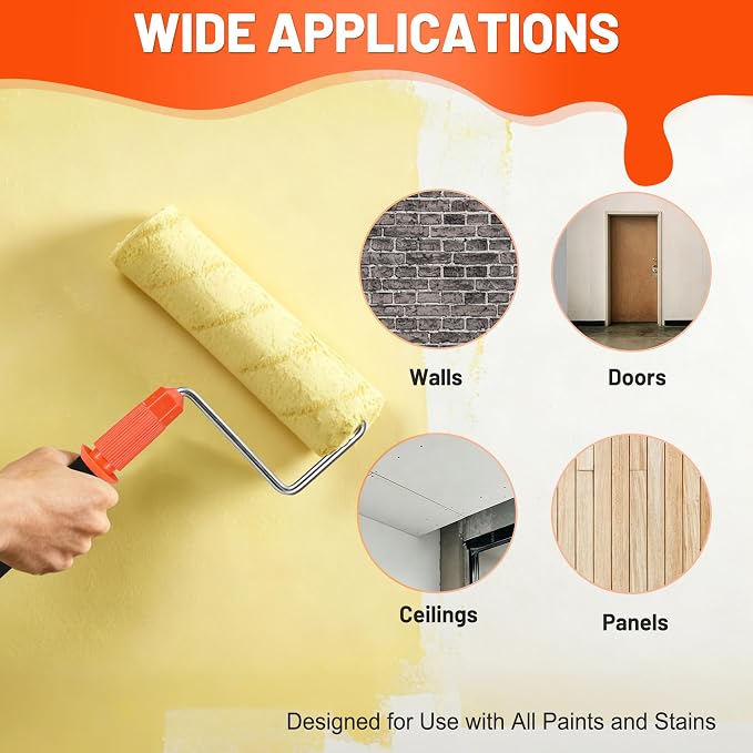 ValueMax 7PCS House Paint Roller Kit, 9" Extendable Roller Frame with 6 Microfiber Replacement Covers 1/2" Nap, Adjustable 18"-36" Painting Tool for Walls, Ceilings, Floor, Furniture | 6 Microfiber Roller Covers, 3/8" Nap Thickness, Adjustable 18"- 36"...