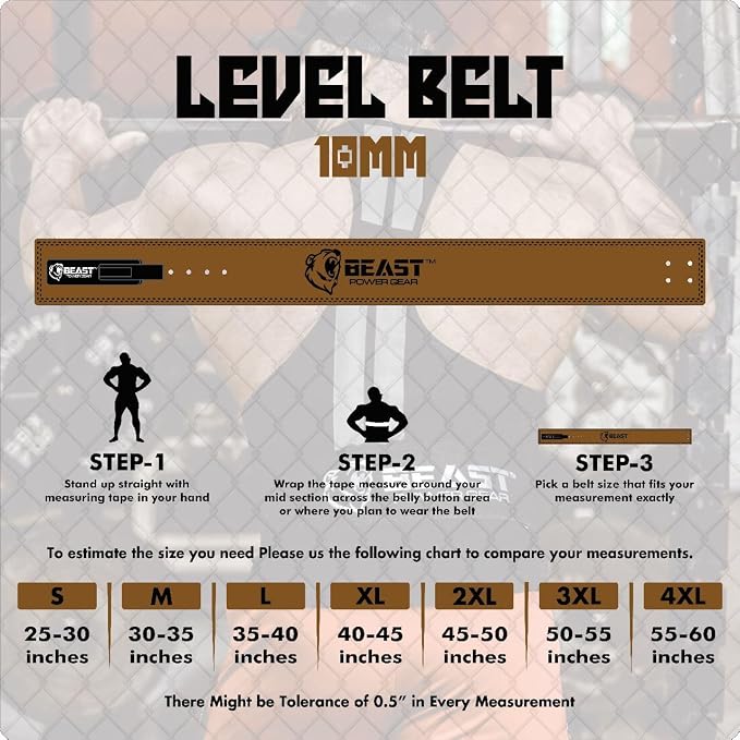 Beast Power Gear Weight Lifting Belt Lever Buckle 10MM 13MM Thick & 4 Inches Free Strap Weightlifting, Powerlifting, Deadlifts, Squats Men Women