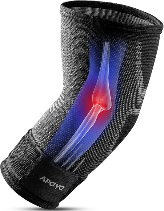 APOYO Tennis Elbow Brace for Women & Men, Workout and Everyday Use (Medium) | Elbow Compression Sleeve for Arthritis, Tendonitis, Tennis Elbow & Golfers Elbow, Reduce Joint Pain During Fitness Activity