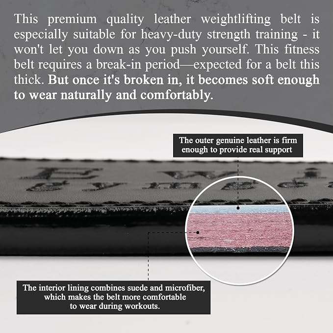 Weight Lifting Belt, 10mm Thick, 4-Inch Wide Heavy Duty Leather Lever Gym Belt, Ideal for Weightlifting, Squats, Deadlifts, Powerlifting, Cross Training and Weight Training