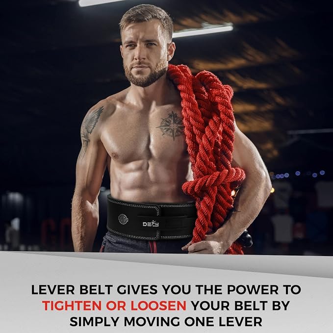 DEFY Weight Lifting Lever Belt - Pure Leather 10MM Weightlifting Lever Belt - 4" Wide lever gym belt - Gym Training Belt IPF Powerlifting Belt For Men and Women