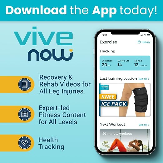 Vive Knee Ice Pack Wrap - Cold/Hot Gel Compression Brace - Heat Support | Strap for Arthritis Pain, Tendonitis, ACL, Athletic Injury, Osteoarthritis, Women, Men, Running, Meniscus and Patella Surgery