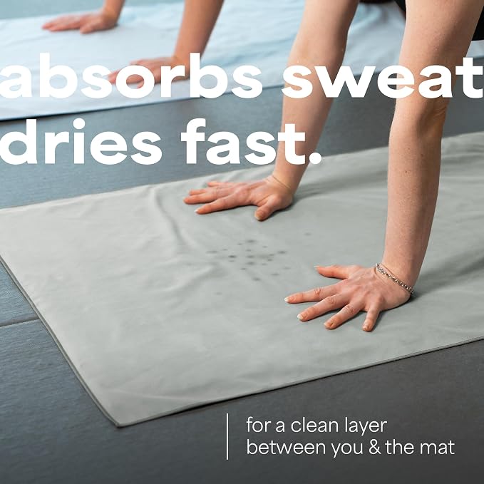 S&T INC. Aura Microfiber Yoga Mat Towel, 2 Pack, 26.5" x 72", Grey | Soft and Absorbent, Quick-Dry for Gym, Pilates, and Hot Yoga, Compact for Gym Bag, Machine Washable