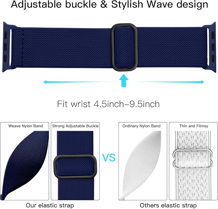 Lerobo Braided Band Compatible with Apple Watch Series 11 10 9 8 7 46mm 45mm 41mm Ultra SE 3 2 1 49mm Series 6 5 4 3 44mm 40mm 38mm 42mm Men iWatch Bands Women Stretchy Nylon Solo Loop Sport Strap