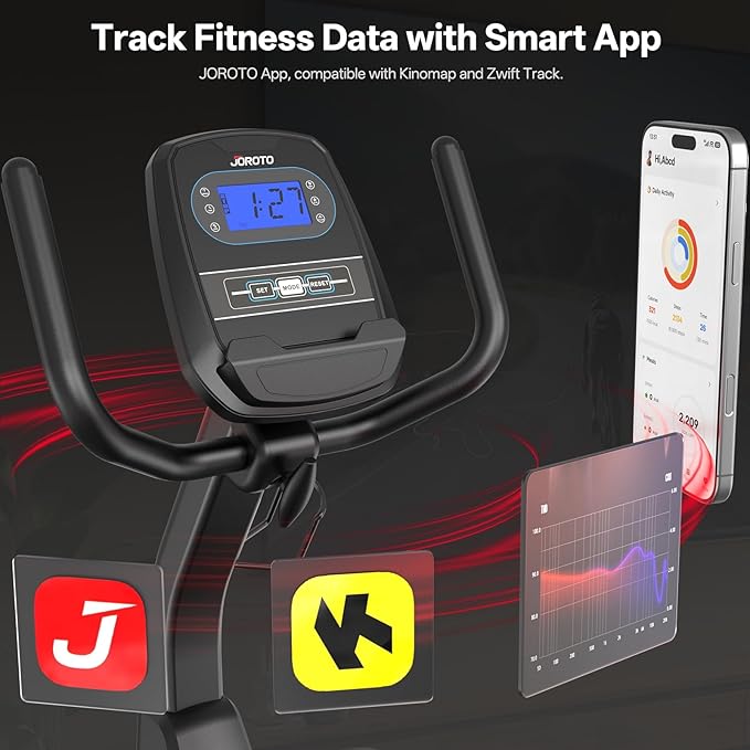 JOROTO Recumbent Exercise Bike for Seniors Adults with 400LBS, Smart App | Low-Impact Exercise Bike 16 Magnetic Resistance, Wide Cushioned Seat, Back Support and Backlit LCD, Heart Rate Monitoring