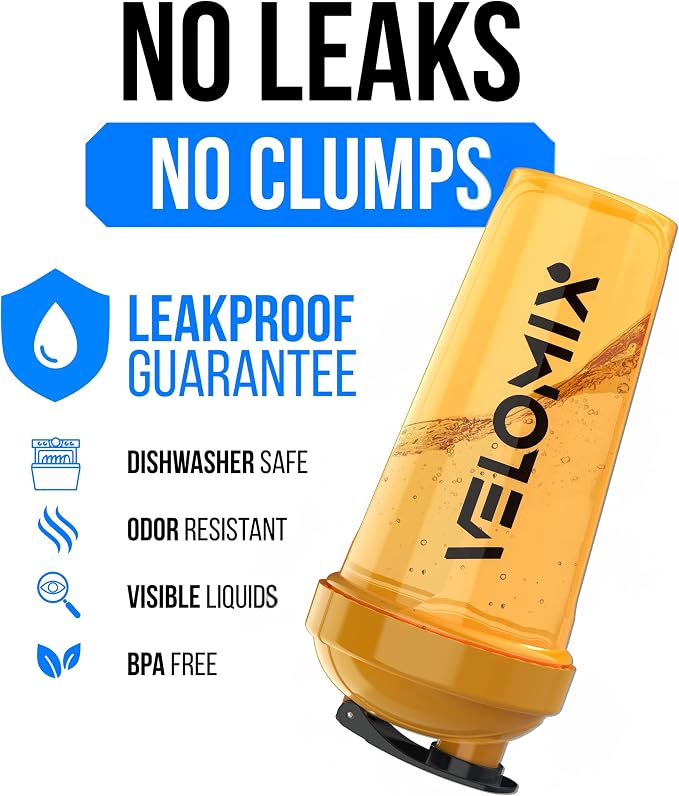 VELOMIX 2 Pack 28oz Protein Shaker Bottle for Protein Mixes, Golden Stone | 2x Wire Whisk, Leak Proof Shaker Cups for Protein Shakes, Stackable, Dishwasher safe, BPA free, Pre Workout and Fitness ready
