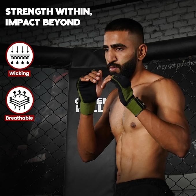 WYOX Neoprene Gel Boxing Hand Wraps Inner Gloves for Men & Women – 80cm/31in Quick Wrist Strap, Padded Knuckle Protection, Fingerless MMA Muay Thai Kickboxing Wraps for Training & Martial Arts