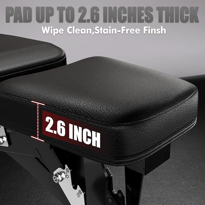 RitFit Adjustable/Foldable Utility Weight Bench for Home Gym | Incline Decline Flat, Multi-Position Backrest & Seat, Full Body Strength Training with Heavy Duty Steel Frame, Foldable