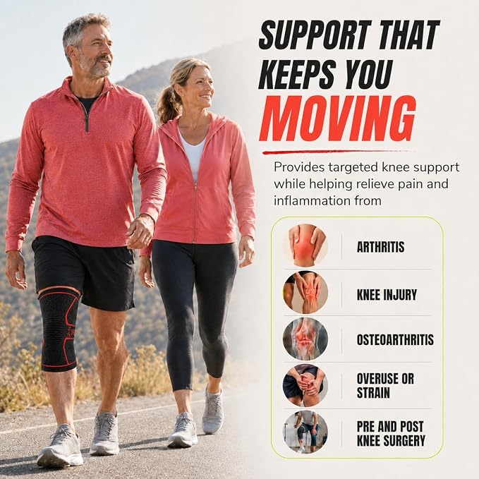 Knee Brace for Men and Women Knee Compression Sleeve Knee Support Wraps for Arthritis Joint Pain Relief, Workout, Swelling, Sports, Circulation, Running, Recovery for ACL & Meniscus Tear