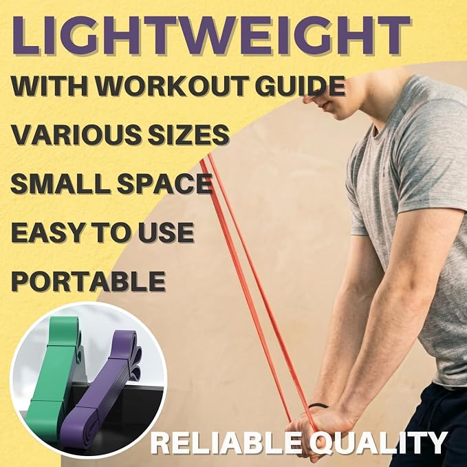LEZER Resistance Bands - Pull Up Bands for Home Gym Fitness, Stretching, Physical Therapy & Training - Includes Instruction