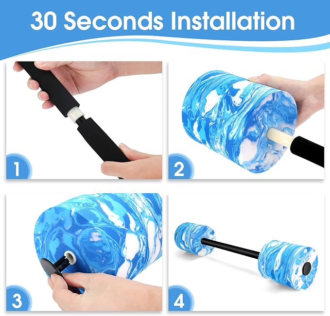 29.3’’Aquatic Exercise Equipment Swim Barbell High Density EVA Foam Pool Swim Dumbbell with Water Exercise Discs Aquatic Fitness Equipment for Adults