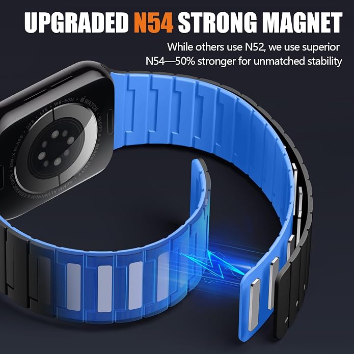 SNBLK Magnetic Watchband Compatible with Apple Watch for Men 44mm 45mm 46mm 49mm 42mm 41mm 40mm 38mm Women, Silicone Sport Strong Magnet Strap for iWatch Series 11 Ultra 3 Ultra 2 Se 10 9 8 7 6 5 4 1