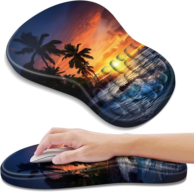 YIWEI Ergonomic Mouse Pad with Wrist Rest for Carpal Tunnel Pain Relief | Memory Foam Wrist Support,Non-Slip Rubber Base, Keyboard Computer Mousepad,Lycra Cloth Surface,Gaming Home Office