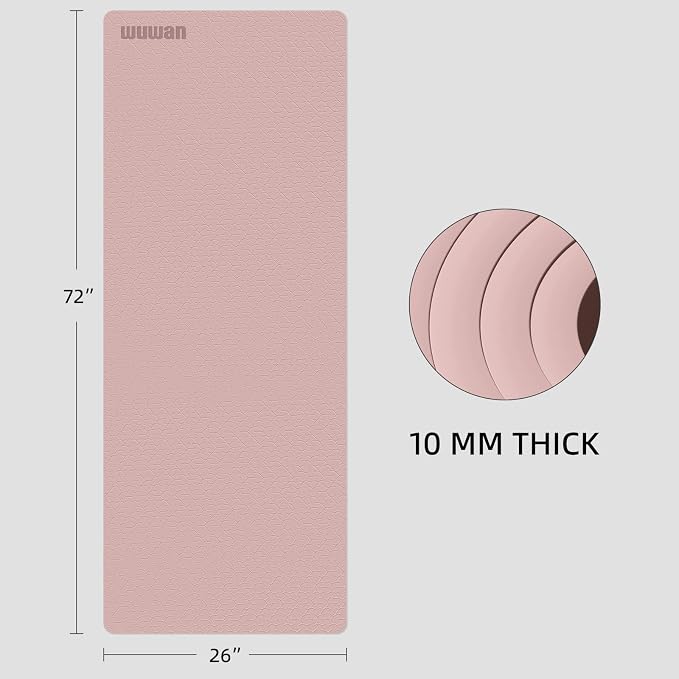 TPE Yoga Mat 72"x26"x0.4" Thick Non Slip Exercise Fitness Mat | Thick Cushioning Yoga Mat | Non Slip Exercise Mat | Pilates & Workout Mat | Home Gym Fitness Equipment