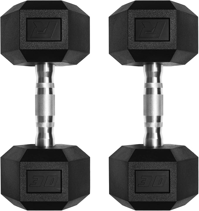 RitFit 5-650 LBS PVC Hex Dumbbell Sets with Optional Rack for Home Gym | PVC Coated Anti-Roll Hex Design, Chrome Handle with Ergonomic Grip, Full Body Strength Training with Optional Rack