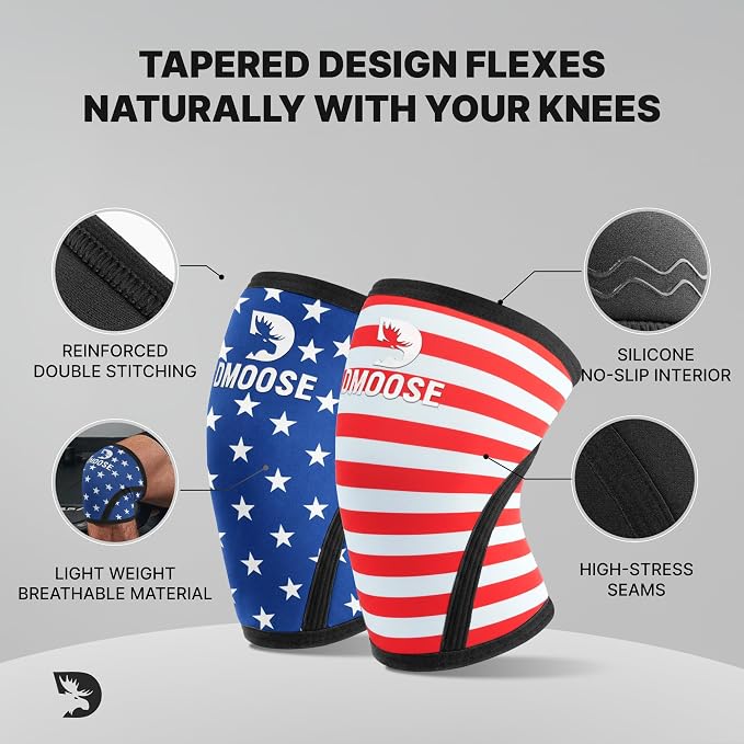 DMoose Fitness Knee Sleeves for Weightlifting (Pair) 78" Knee Wraps for Squats, Powerlifting & Joint Stability