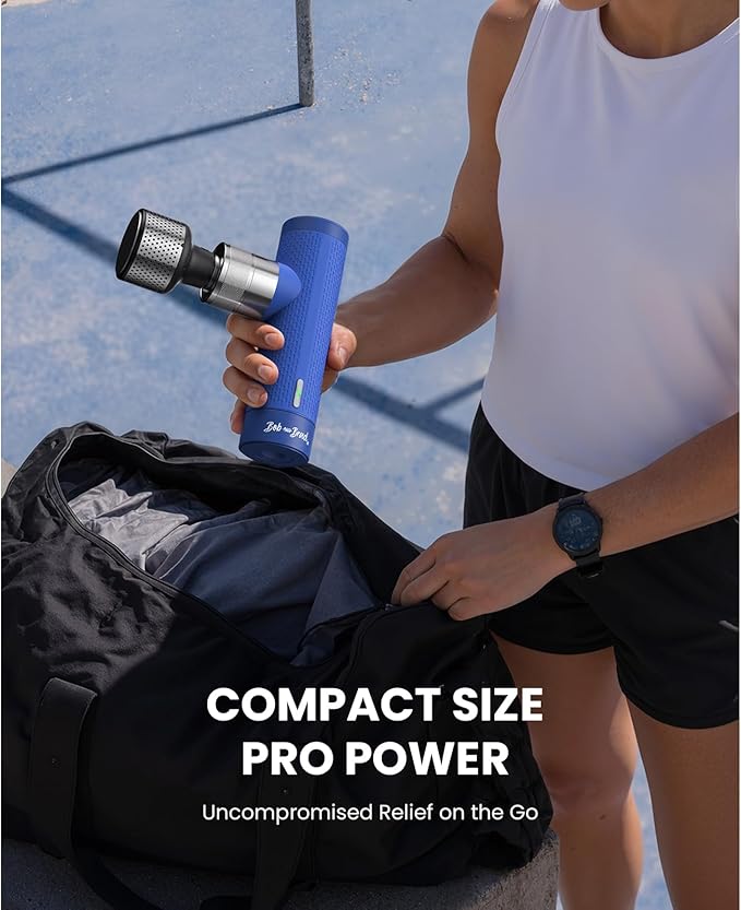 BOB AND BRAD A7 Pro Mini Massage Gun, Heat & Cold, 11mm Deep Tissue, Quiet | Portable quiet percussion massager, carrying case, post-workout muscle recovery, back and leg use, FSA-HSA eligible