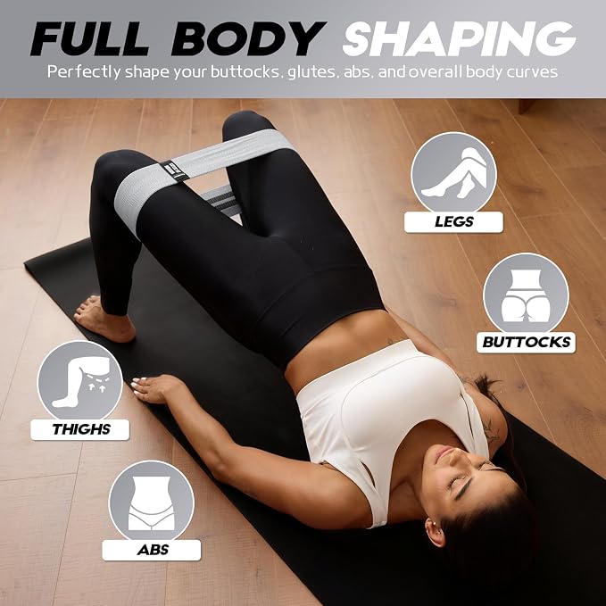 Lianjindun Booty Resistance Bands for Legs & Glutes, Non-Slip Workout Set | Exercise Bands for Working Out, Pilates, Yoga, Home Gym, Booty, Leg, Heroic/Strong/Medium/Light Fabric Loops for Women Men